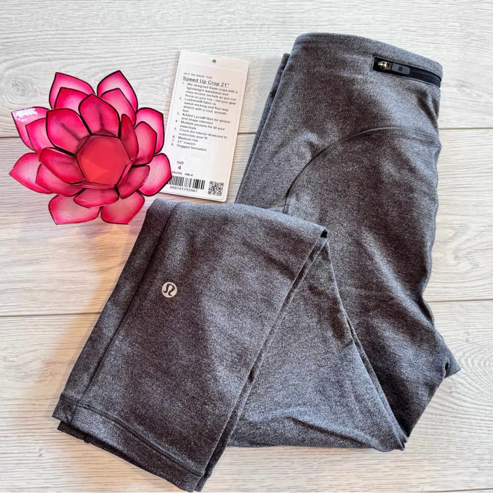 Lululemon Speed Up Crop 21” - Size 4 - Heathered Black